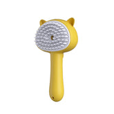 Yellow multifunctional pet grooming brush with mist, designed for easy cleaning and healthier pet coats.