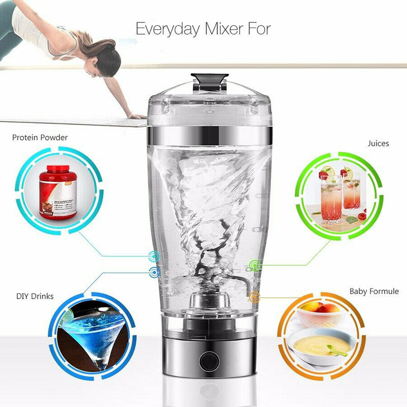 Electric Protein Shake Stirrer – USB Rechargeable Shaker Bottle for Coffee, Milk & Fitness Drinks ⚡