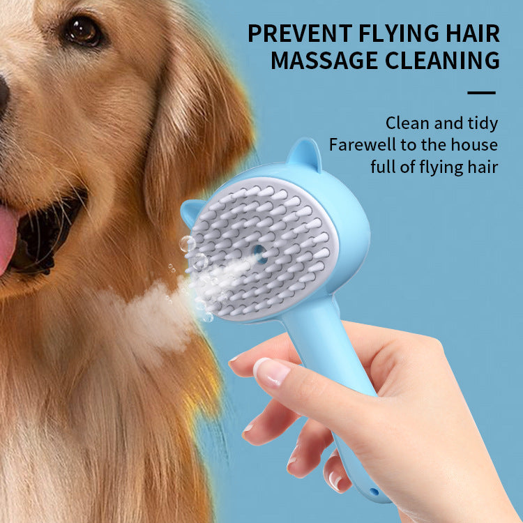 Hair cleaning brush with mist for pets, designed for easy grooming and reducing shedding.