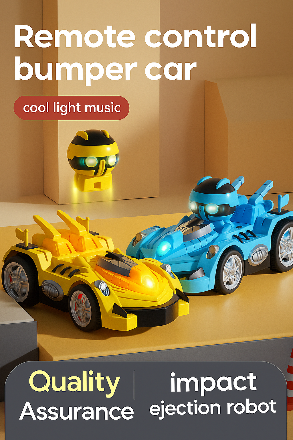 Light Cartoon Remote Control Bumper Car Double Battle Toy
