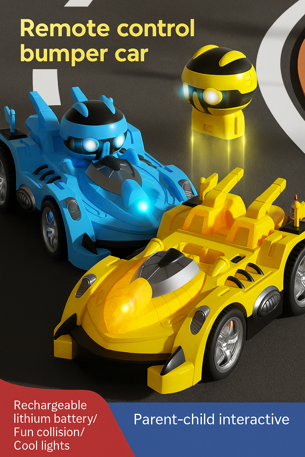 Light Cartoon Remote Control Bumper Car Double Battle Toy