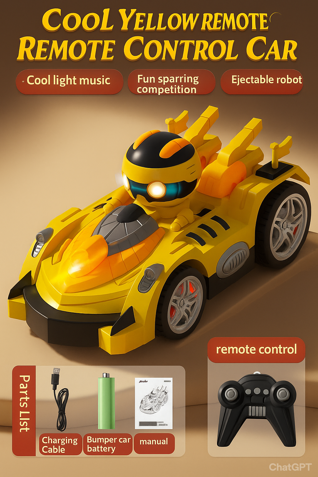 Light Cartoon Remote Control Bumper Car Double Battle Toy