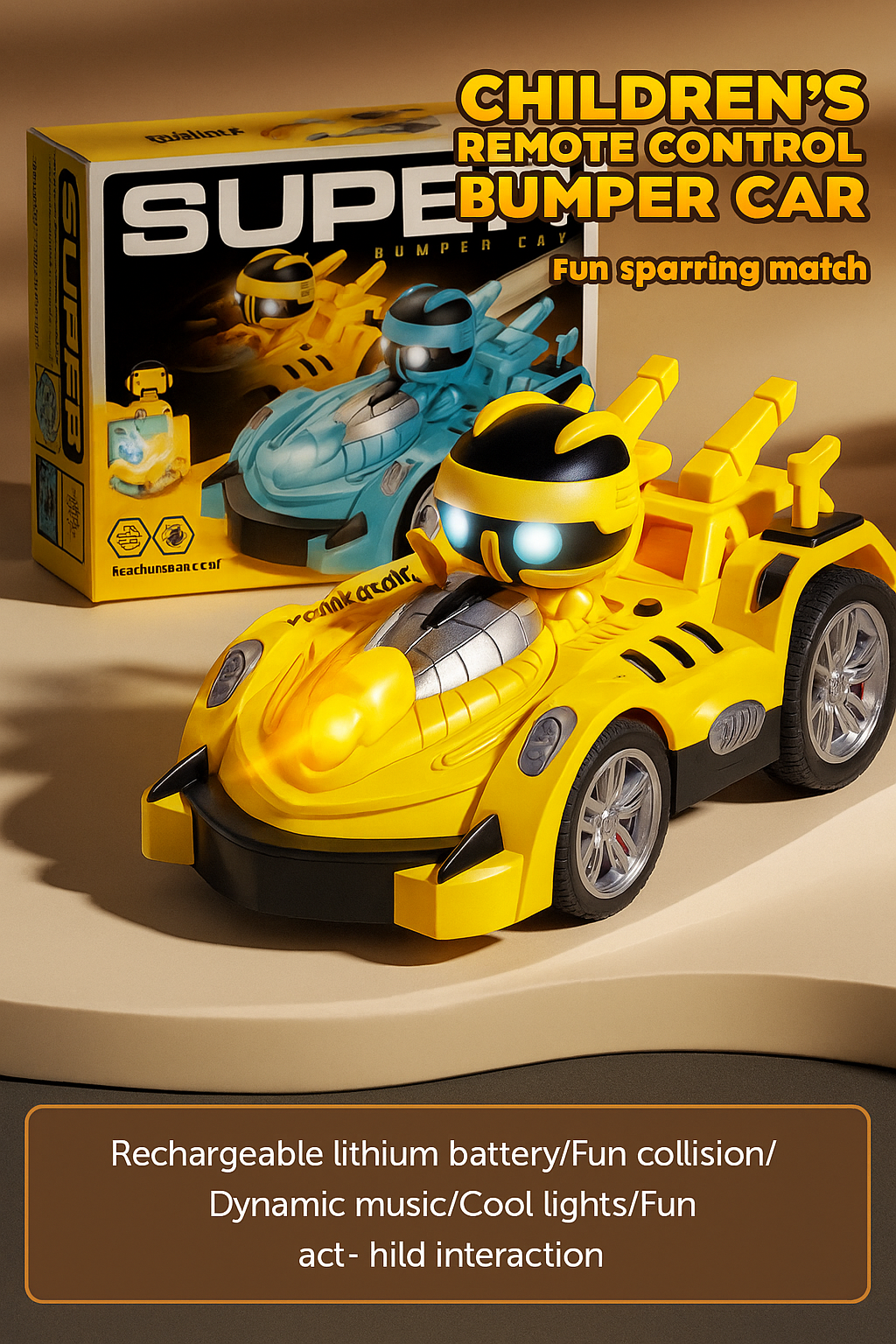 Light Cartoon Remote Control Bumper Car Double Battle Toy